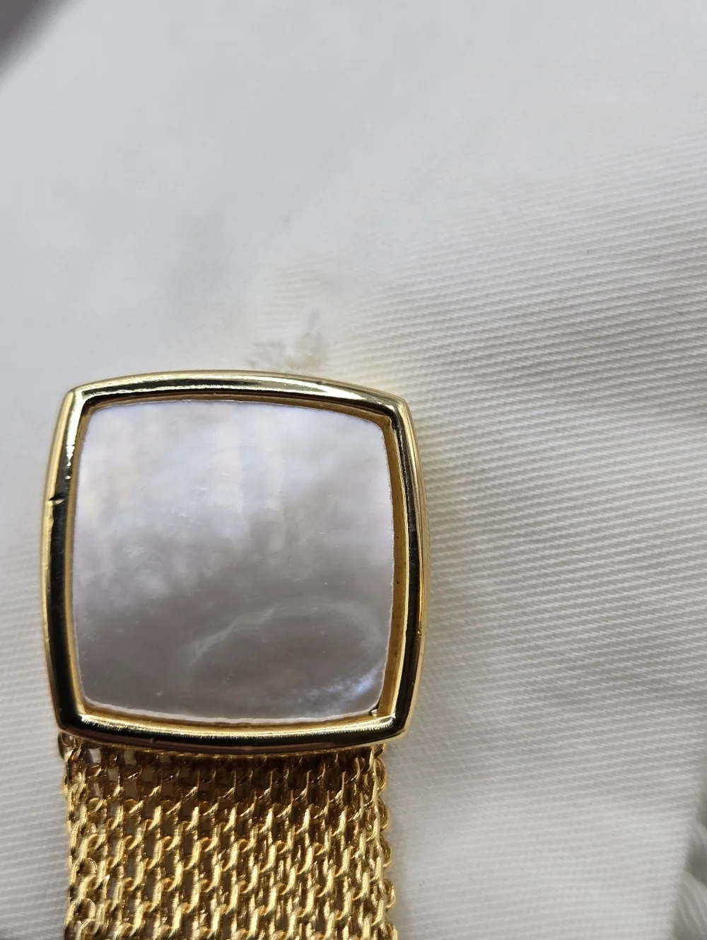 Gold Mesh Wrap Cufflinks Mother Of Pearl Wedding Formal Event Paul Fredrick